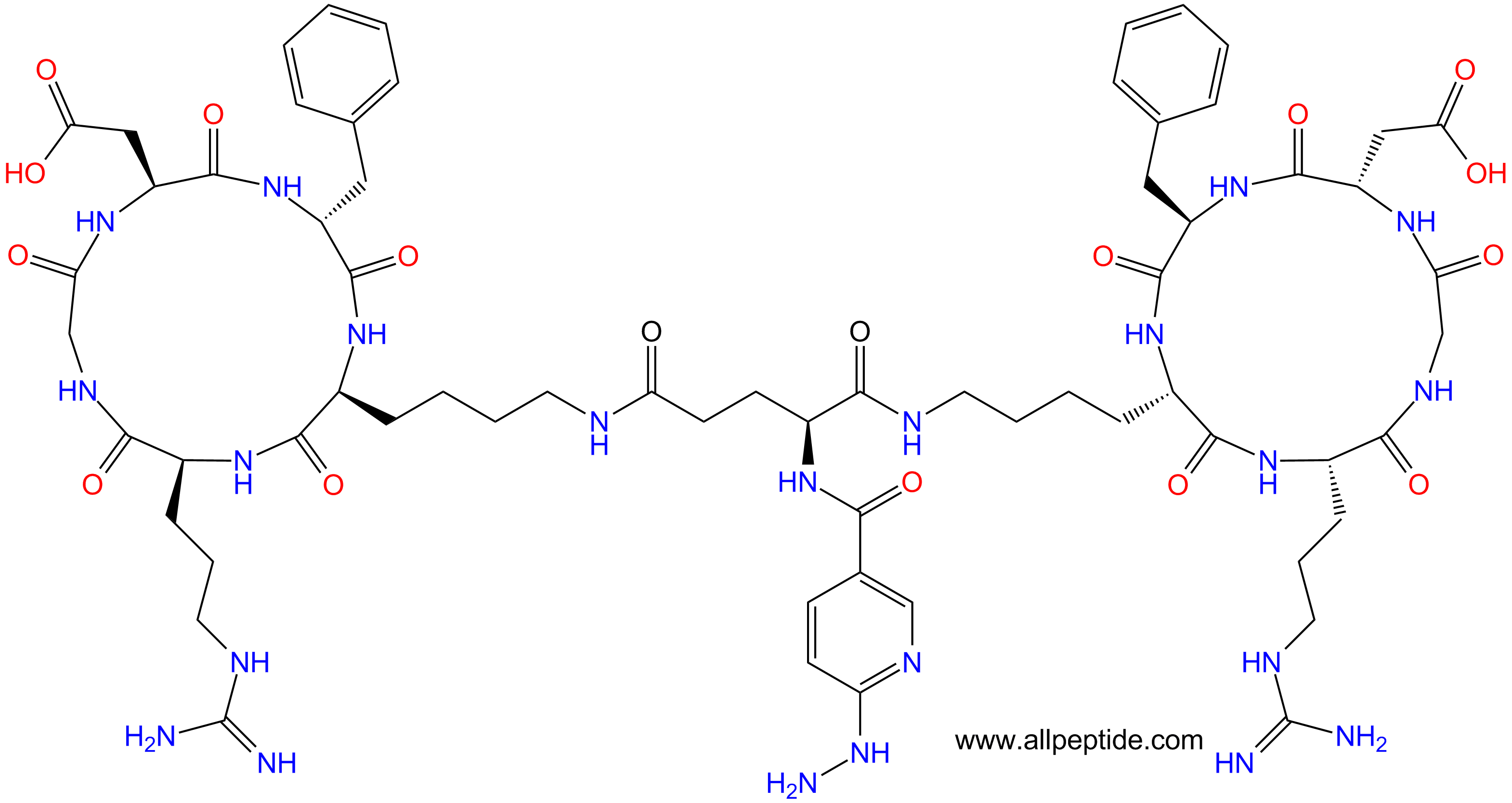 專肽生物產(chǎn)品c(RGD)環(huán)肽：HYNIC-E[c(RGDfK)]2、HYNIC-Glu[cyclo(RGDfK)]2、HYNIC-Glu[c(RGDfK)]2