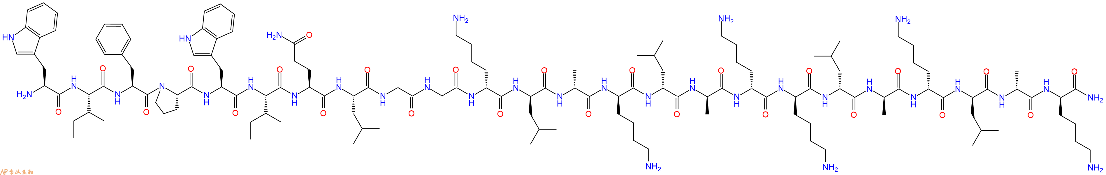 專(zhuān)肽生物產(chǎn)品GRP78 Binding Chimeric Peptide Motif、WIFPWIQL-GG- klaklakklaklak-CONH2